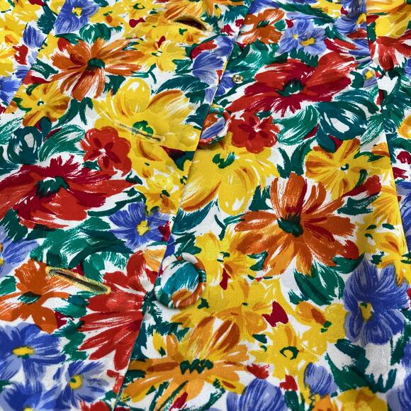 VTG Oscar de la Renta Studio Silk Blouse Top Jacket Small Floral Button Ruffles - Picture 13 of 14